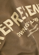 Represent Owners' Club Logo Hooded Cotton Sweatshirt Taupe