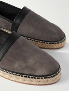 Manolo Blahnik - Nerano Leather-Trimmed Suede Espadrilles - Gray