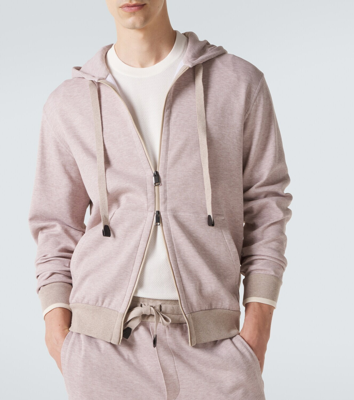 Brioni Cotton-blend zip-up hoodie