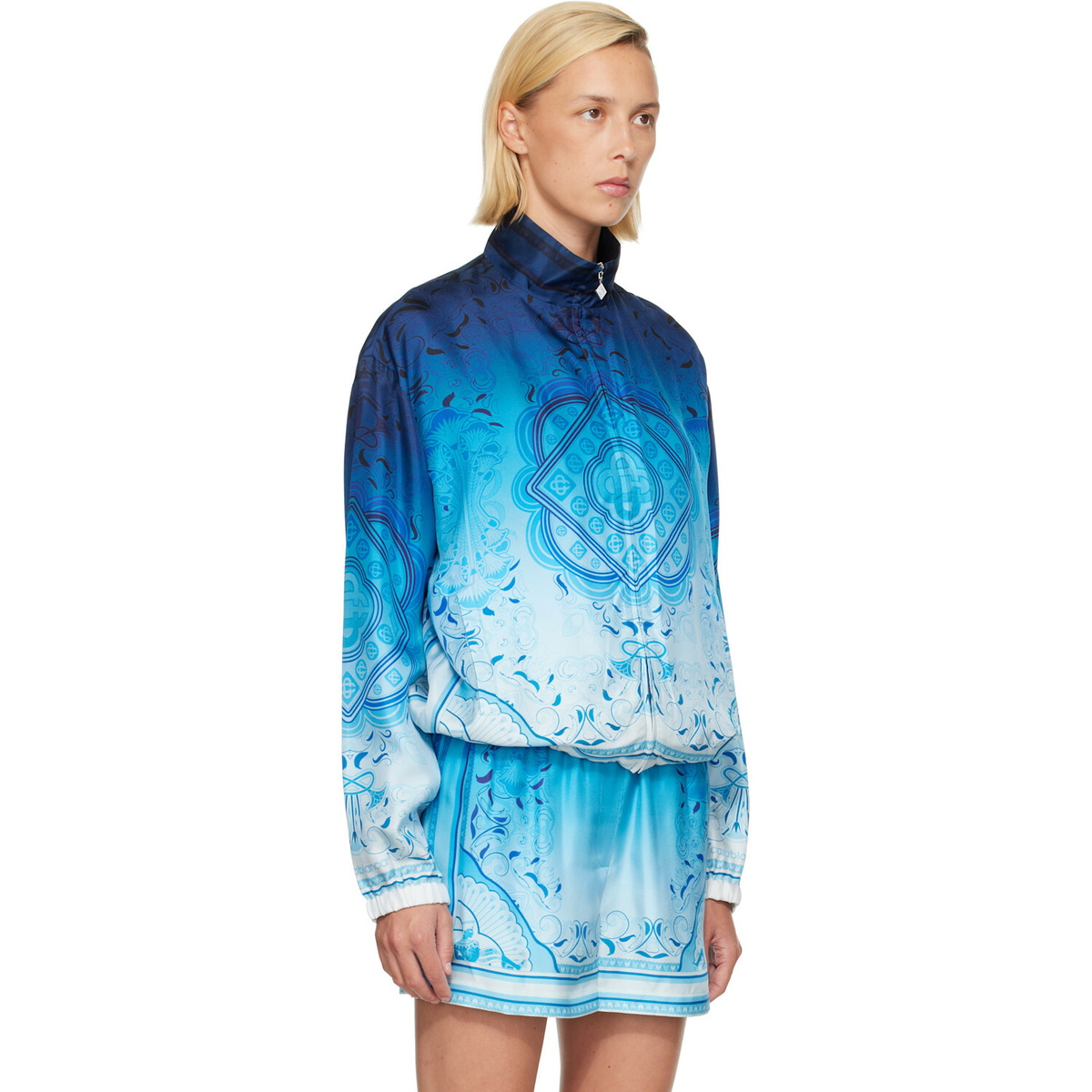 Casablanca Blue Gradient Egyptian Rug Silk Track Jacket
