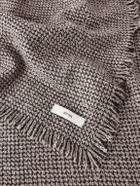 ATON - Logo-Appliquéd Fringed Cashmere-Bouclé Scarf - Brown