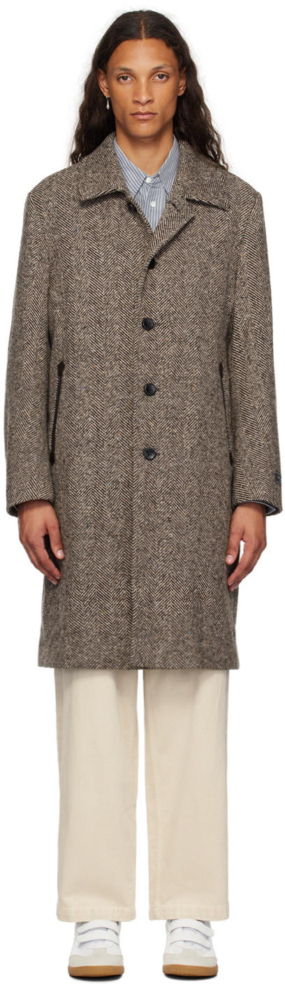 AFTER PRAY Beige & Brown Rogan Coat