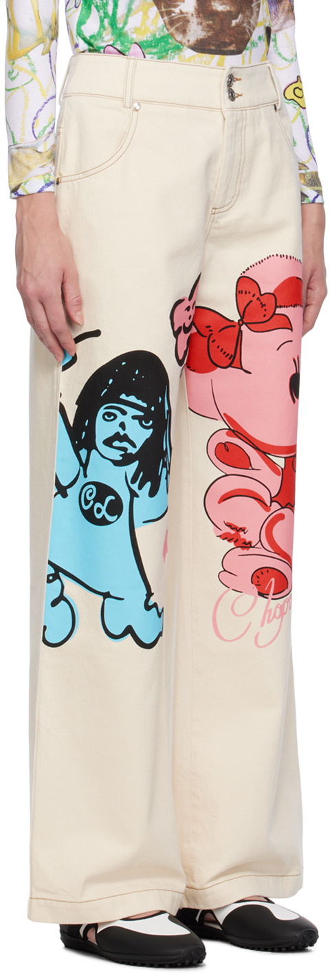 Chopova Lowena Off-White Bear Jeans
