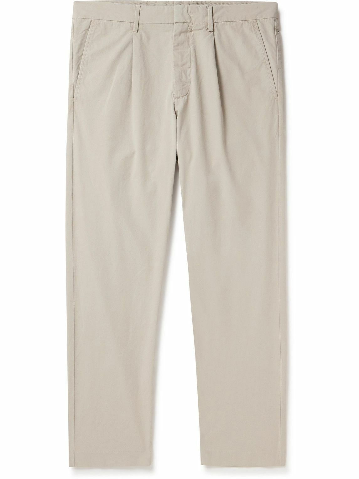 Photo: NN07 - Bill 1080 Tapered Pleated Organic Cotton-Blend Trousers - Neutrals