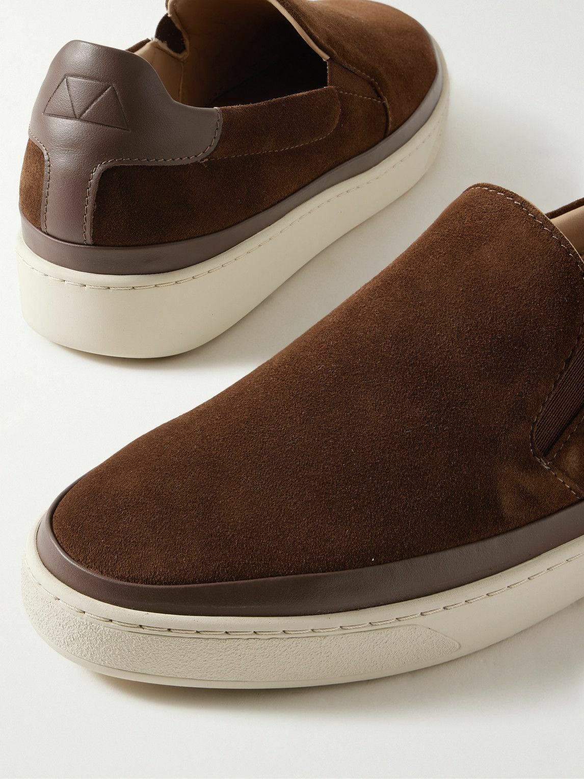 Mulo - Leather-Trimmed Waxed-Suede Slip-On Sneakers - Brown