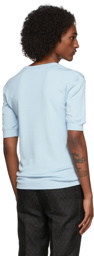 Dries Van Noten Blue Ribbed Low T-Shirt