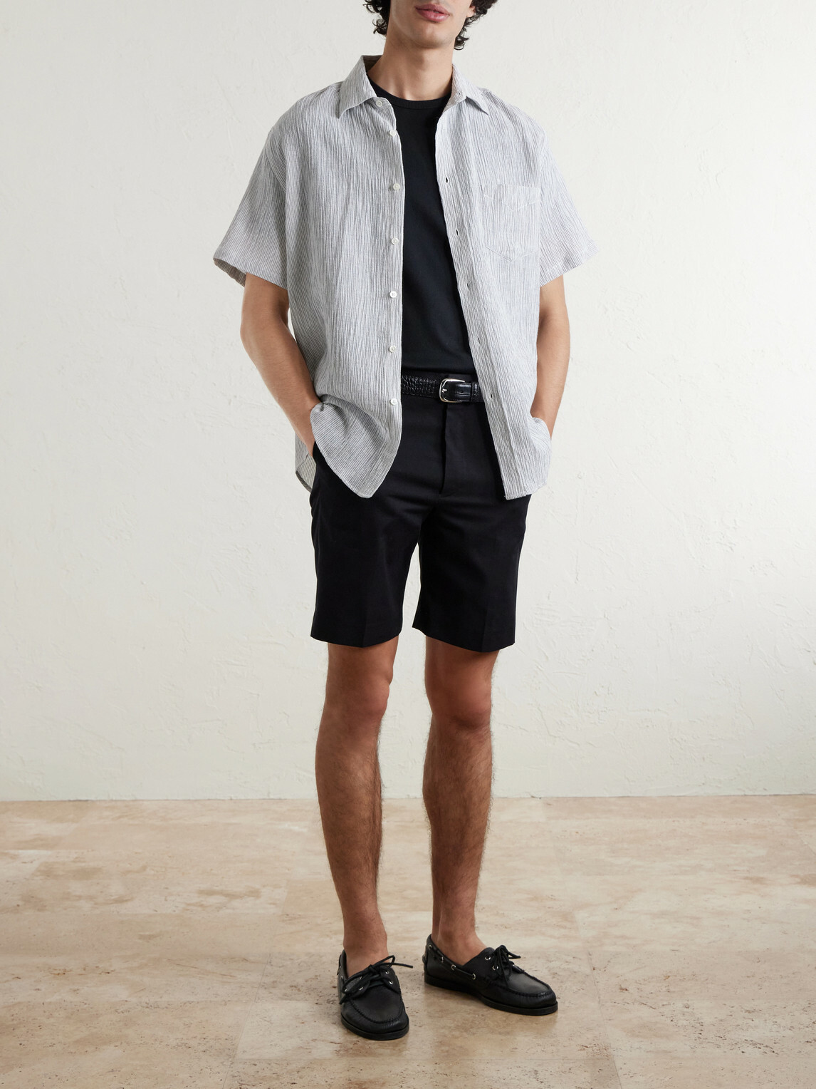 Portuguese Flannel - Aaron Striped Cotton and Linen-Blend Shirt - White