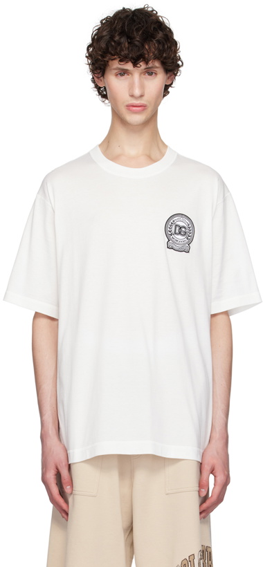 Photo: Dolce&Gabbana White Embroidered-Logo T-Shirt
