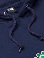 STÜSSY - Embroidered Cotton-Blend Jersey Hoodie - Blue