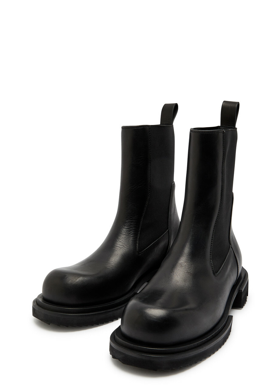 Rick Owens Beatle Gabe Leather Ankle Boots Black