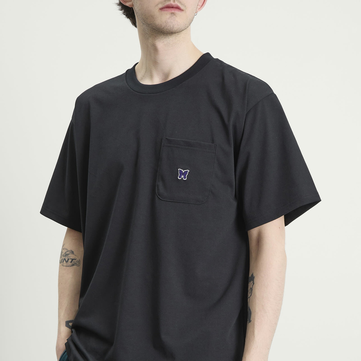 Needles Men's Papillion Pocket T-Shirt in Black
