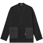 Comme des Garçons Homme Men's Jersey Ripstop Pocket Cardigan in Black