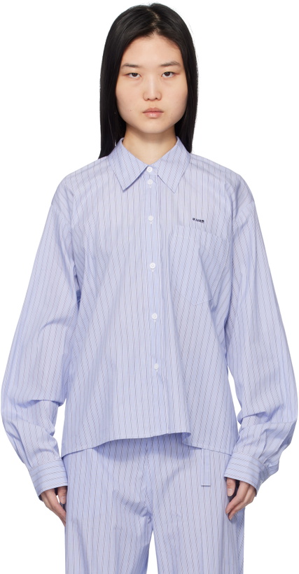 Photo: Pushbutton Blue Stripe Square Shape Shirt