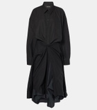 Balenciaga Gathered tie-front cotton shirt dress