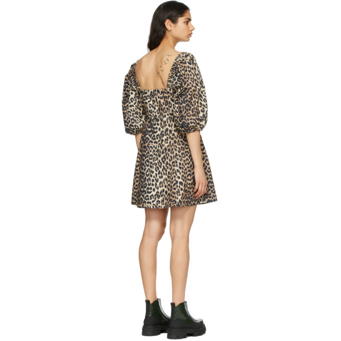 printed poplin mini dress ganni GANNI Tiered Floral-Print Organic Cotton Poplin Mini Dress