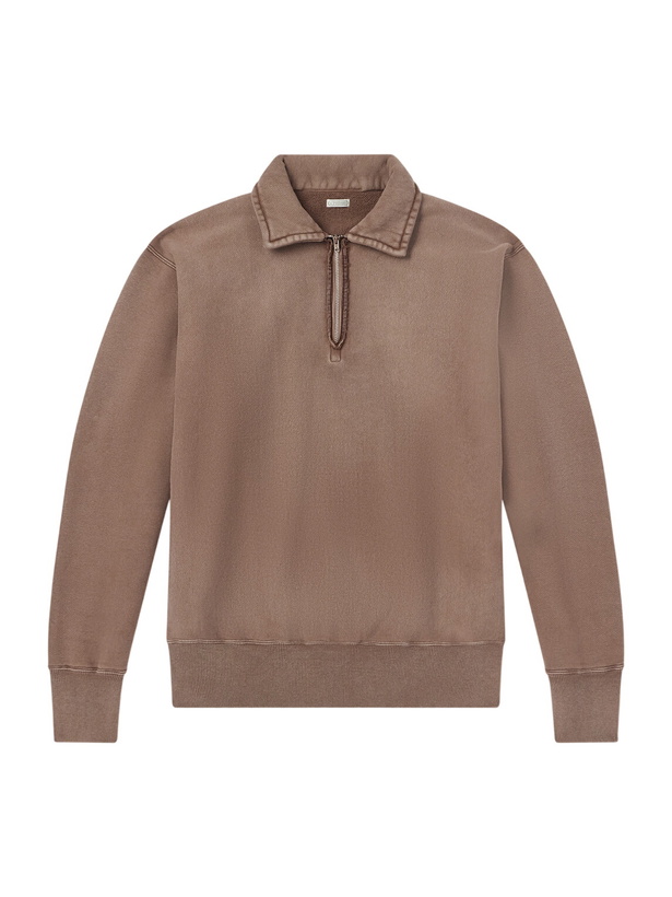 Photo: A.PRESSE - Half-Zip Cotton-Jersey Sweatshirt - Brown