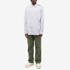 Comme Des Garçons Homme Men's Cotton Stripe Nylon Panel Shirt in White/Blue/Khaki