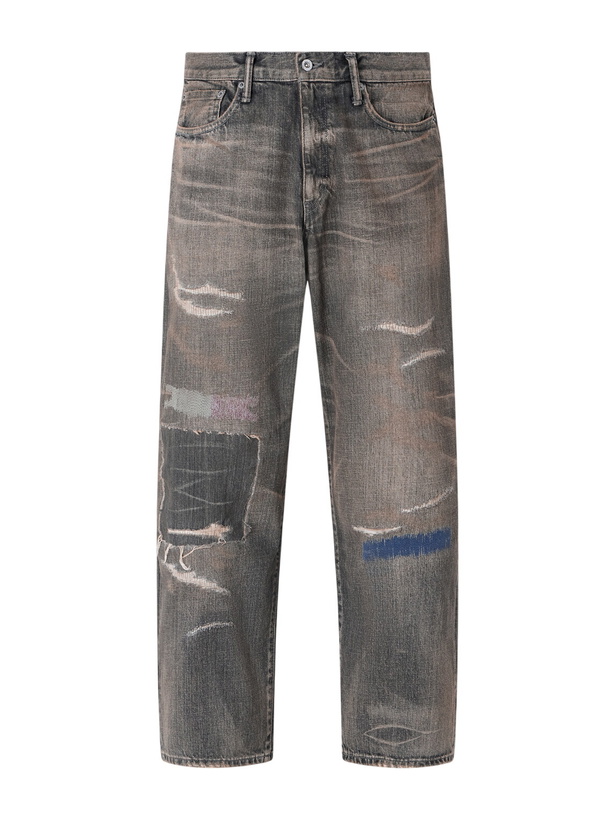 Photo: Neighborhood - Savage Distressed Wide-Leg Jeans - Black