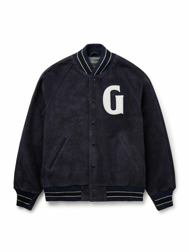 Photo: Golden Bear - Logo-Appliquéd Suede Varsity Jacket - Blue