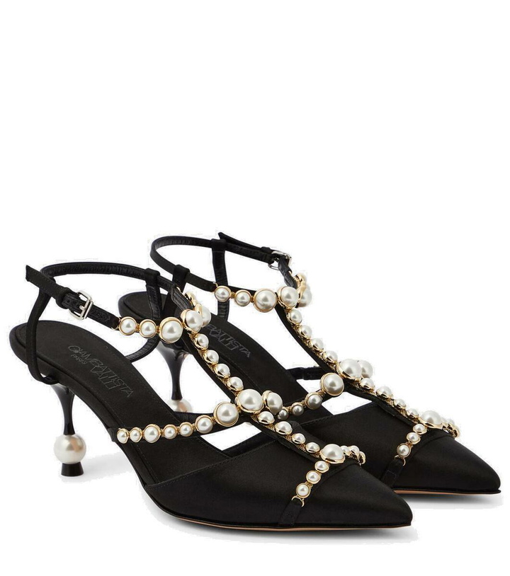 Photo: Giambattista Valli Faux-pearl embellished satin pumps