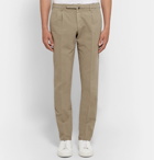 Incotex - Pleated Brushed Stretch-Cotton Trousers - Men - Mushroom