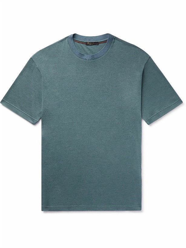 Photo: Loro Piana - Cashmere and Silk-Blend T-Shirt - Blue