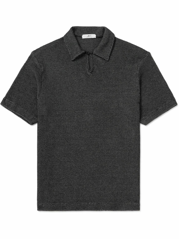Photo: Mr P. - Waffle-Knit Cotton Polo Shirt - Black