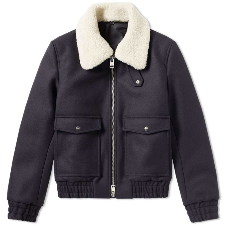 Photo: AMI Shearling Collar Wool Jacket Blue