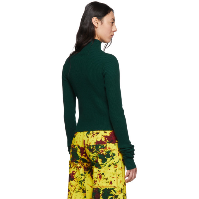S.R. STUDIO. LA. CA. Green Rib Funnel Neck Turtleneck