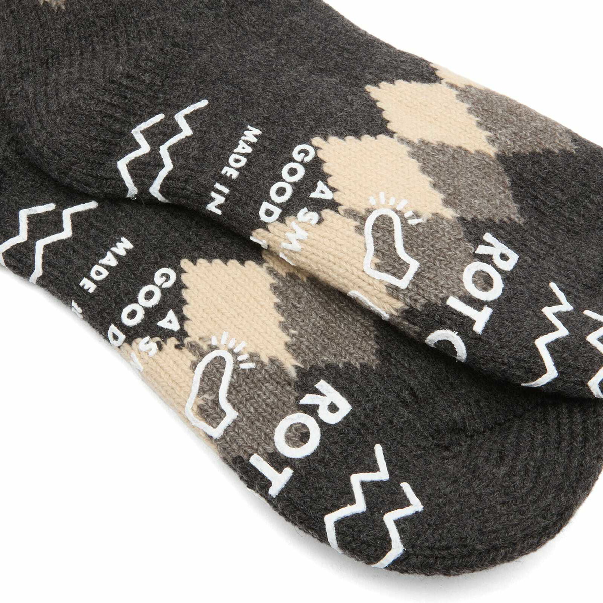 RoToTo Diamond Comfy Room Sock in Dark Grey/Charcoal