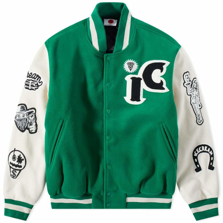 Photo: ICECREAM Men's Rodeo Varsity Jacket in Green