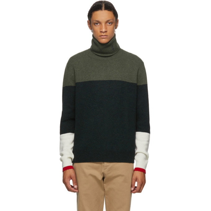Photo: JW Anderson Green Knitted Colorblock Turtleneck