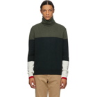 JW Anderson Green Knitted Colorblock Turtleneck