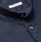 Boglioli - Grandad-Collar Linen Shirt - Blue