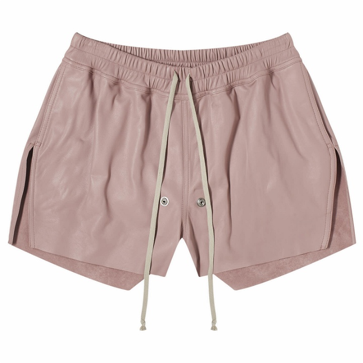 Photo: Rick Owens Women's Gabe Leather Shorts in Dusty Pink