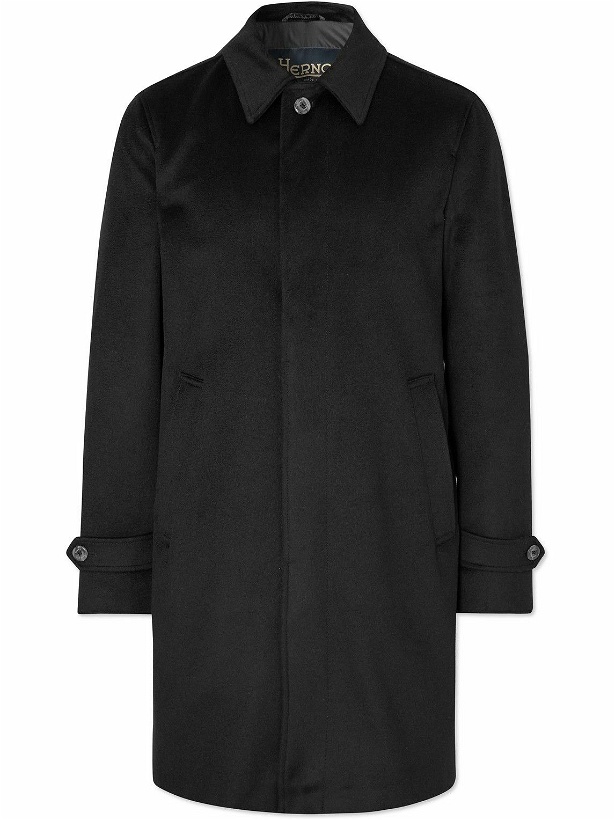 Photo: Herno - Brushed Wool and Cashmere-Blend Car Coat - Black