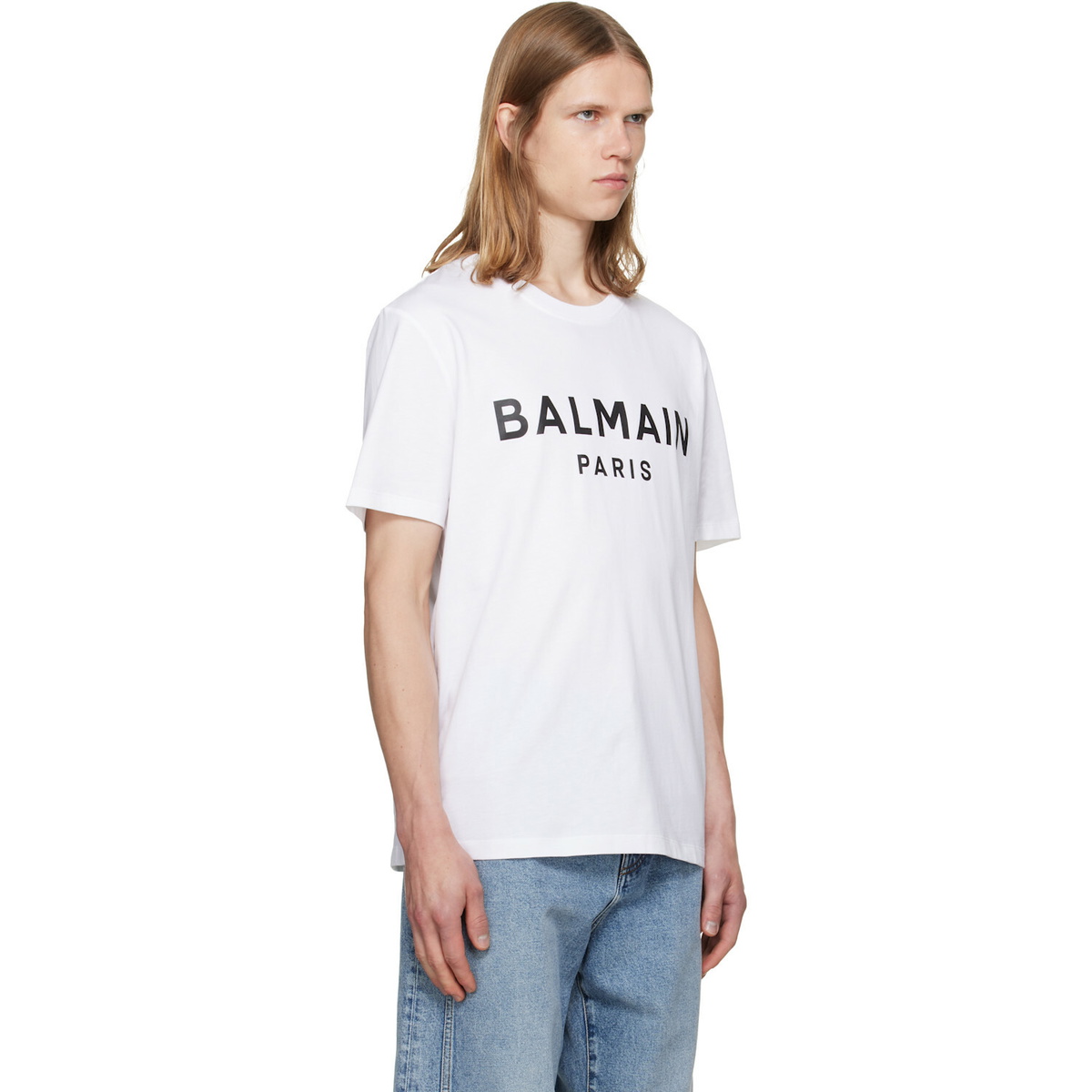 BALMAIN White 'Balmain Paris' Print T-shirt
