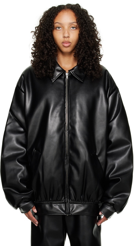 Photo: Sia Arnika Black Zip Faux-Leather Jacket
