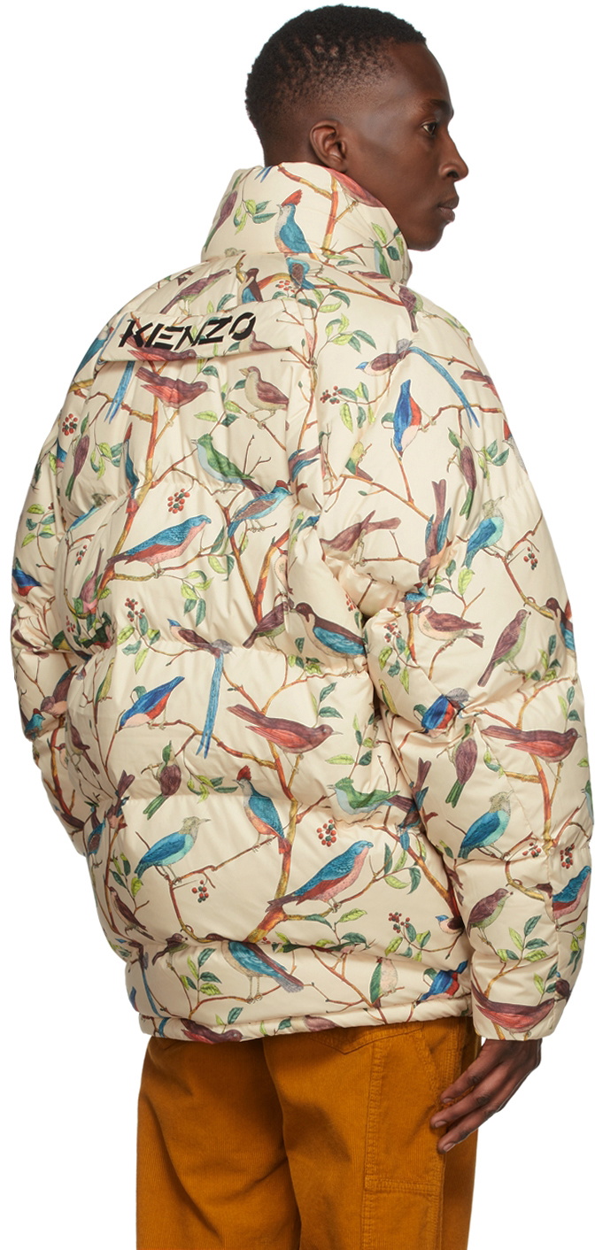 Kenzo Beige Down Tapestry Of Birds Jacket Kenzo