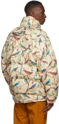 Kenzo Beige Down Tapestry Of Birds Jacket