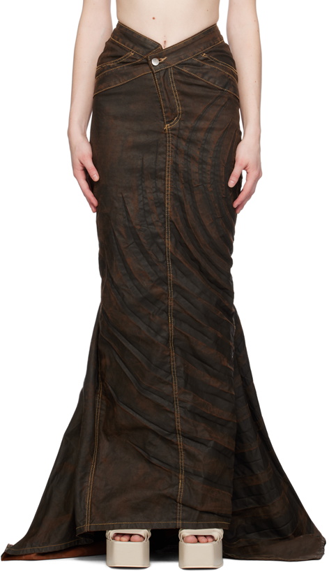 Photo: Masha Popova SSENSE Exclusive Brown Denim Maxi Skirt