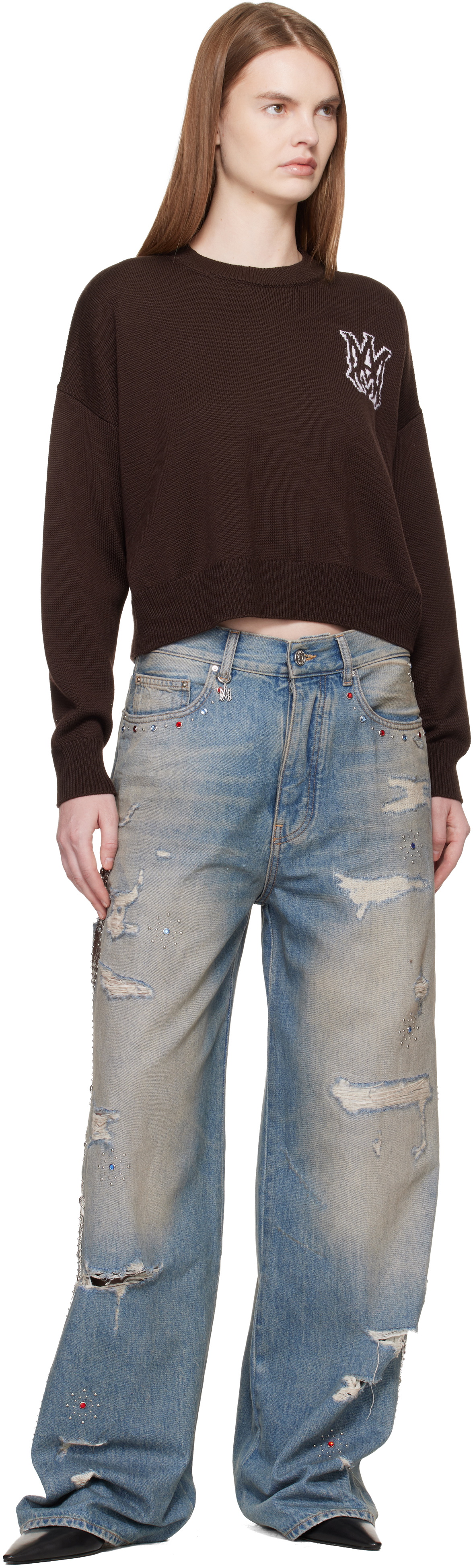 AMIRI Brown MA Crew Sweater