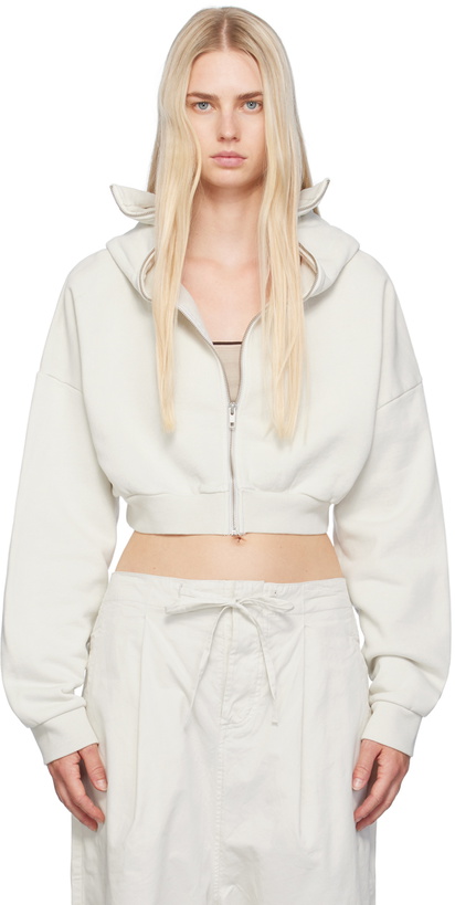 Photo: Entire Studios White Cropped Full Zip Hoodie