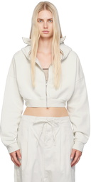 Entire Studios White Cropped Full Zip Hoodie