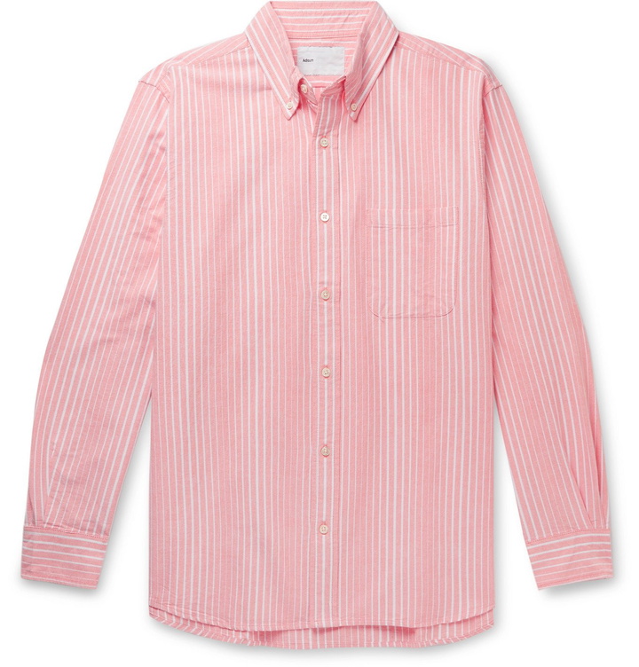 Photo: Adsum - Button-Down Collar Striped Cotton Oxford Shirt - Orange