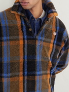 Human Made - Logo-Embroidered Appliquéd Checked Fleece Sweater - Brown