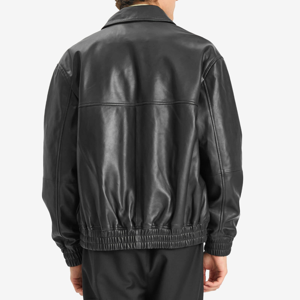 Studio Nicholson Men's Leather Bomber Jacket in Black