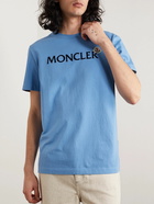 Moncler - Logo-Flocked Cotton-Jersey T-Shirt - Blue