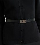 Ferragamo Leather-trimmed belted cardigan