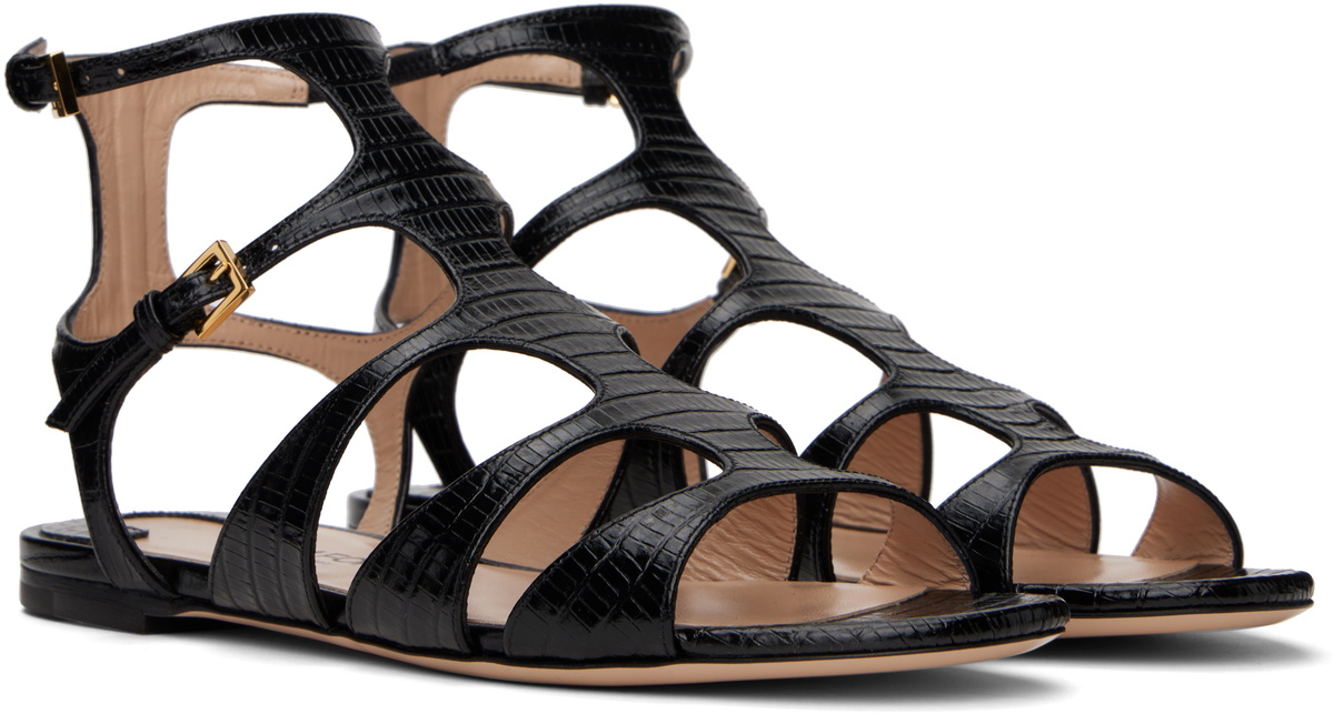 【TOM FORD】Printed Tejus Sandals ブラック TOM FORD Black Printed Tejus Sandals TOM FORD